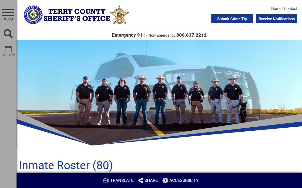 Terry County inmate population current roster screenshot