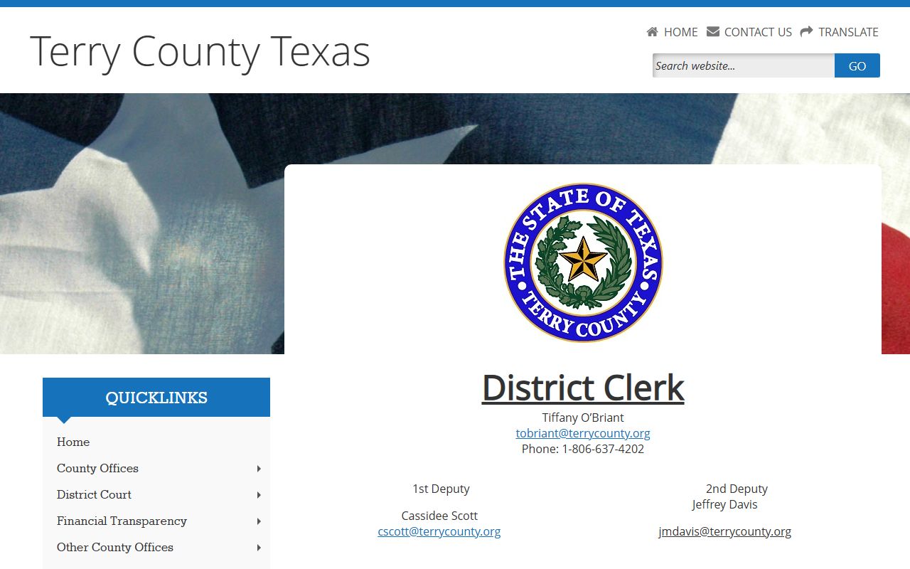 Terry County court records after arrest District Clerk docket page